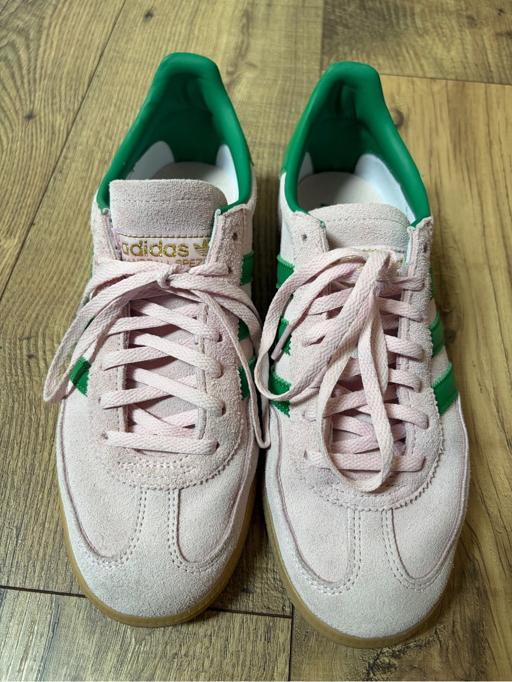 adidas Women Suede Low-Top Sneakers in Pink and Green